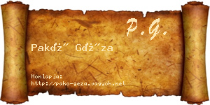 Pakó Géza névjegykártya